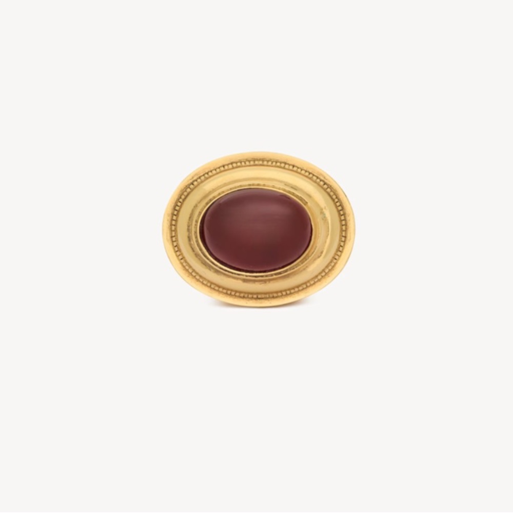 CABOCHON DOME Statement RING RED AND GOLD size 8